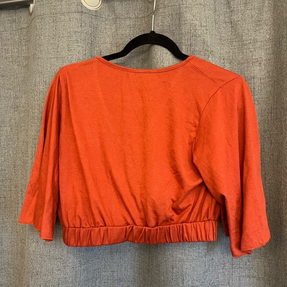 PRETTYGARDEN 2 Pc Outfit Short Sleeve Wrap V Neck Crop Tops Wide Leg Pants Set - Picture 11 of 12